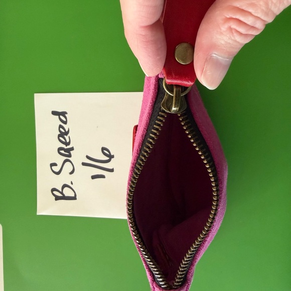 Parker Thatch Pink Suede Women's Clip on small zipper pouch - Picture 4 of 9